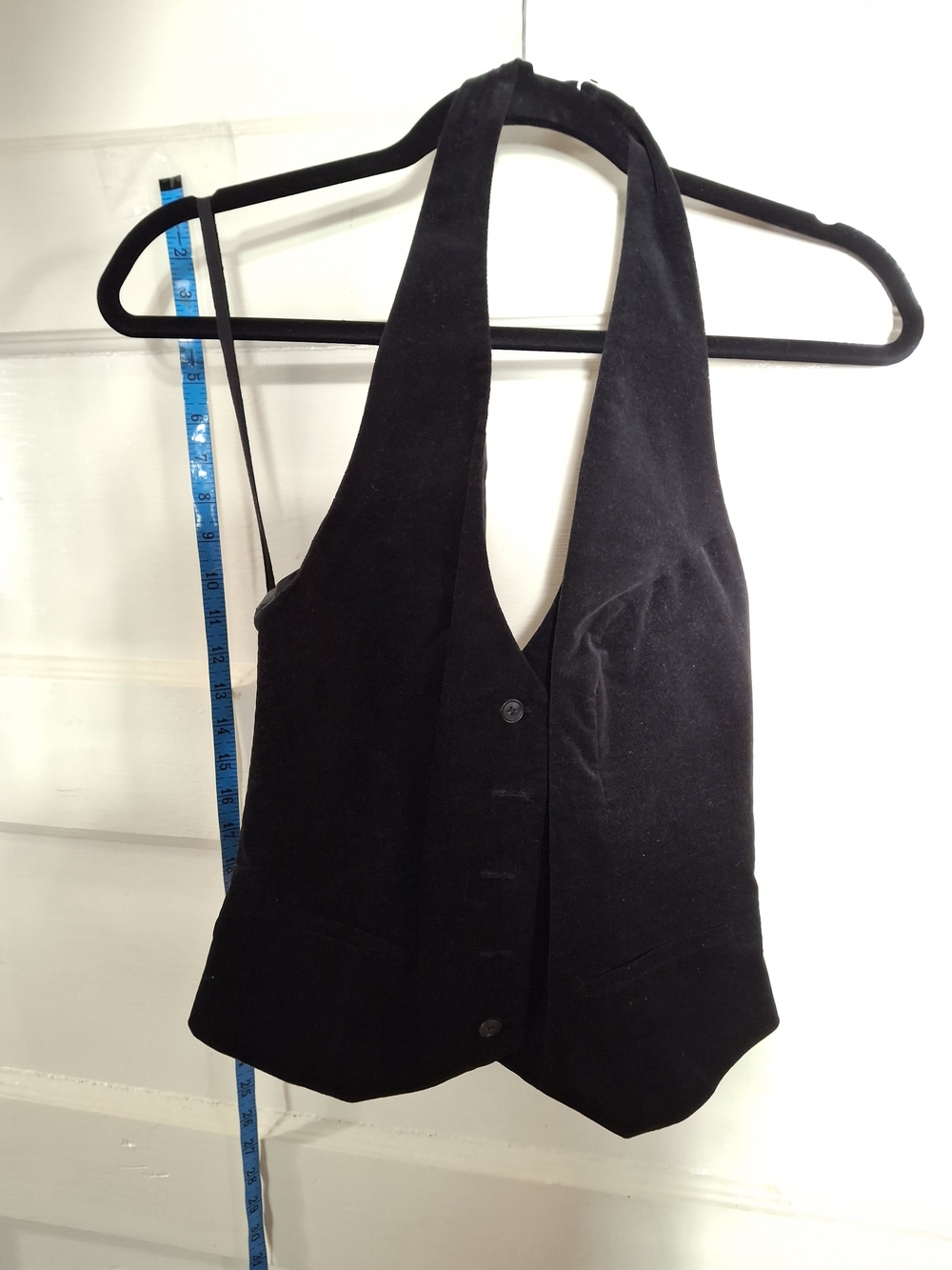 MIKIT Stretch Black Halter Vest Button Front Size 4 (CFD021)